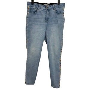 Knox Rose Womens Embroidered Side Jeans Size 10 Skinny Ankle Jeans Boho